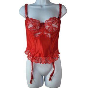 Victoria's Secret Corset Bustier Red Size 36 Garter Boned Underwire ILGWU VTG